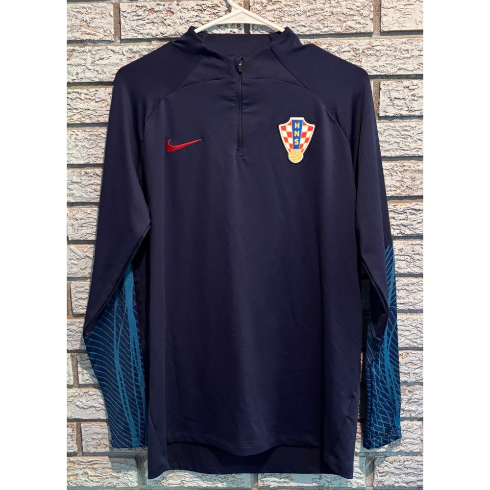 Nike Croatia HNS Dri-FIT Strike Drill Top Navy Blue Quarter Zip Mens Large
